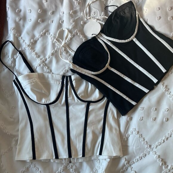NWT - Chic Contrast trim cropped cami top - white - Picture 8 of 10